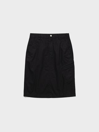 Washed Cotton Pocket Skirt_Black