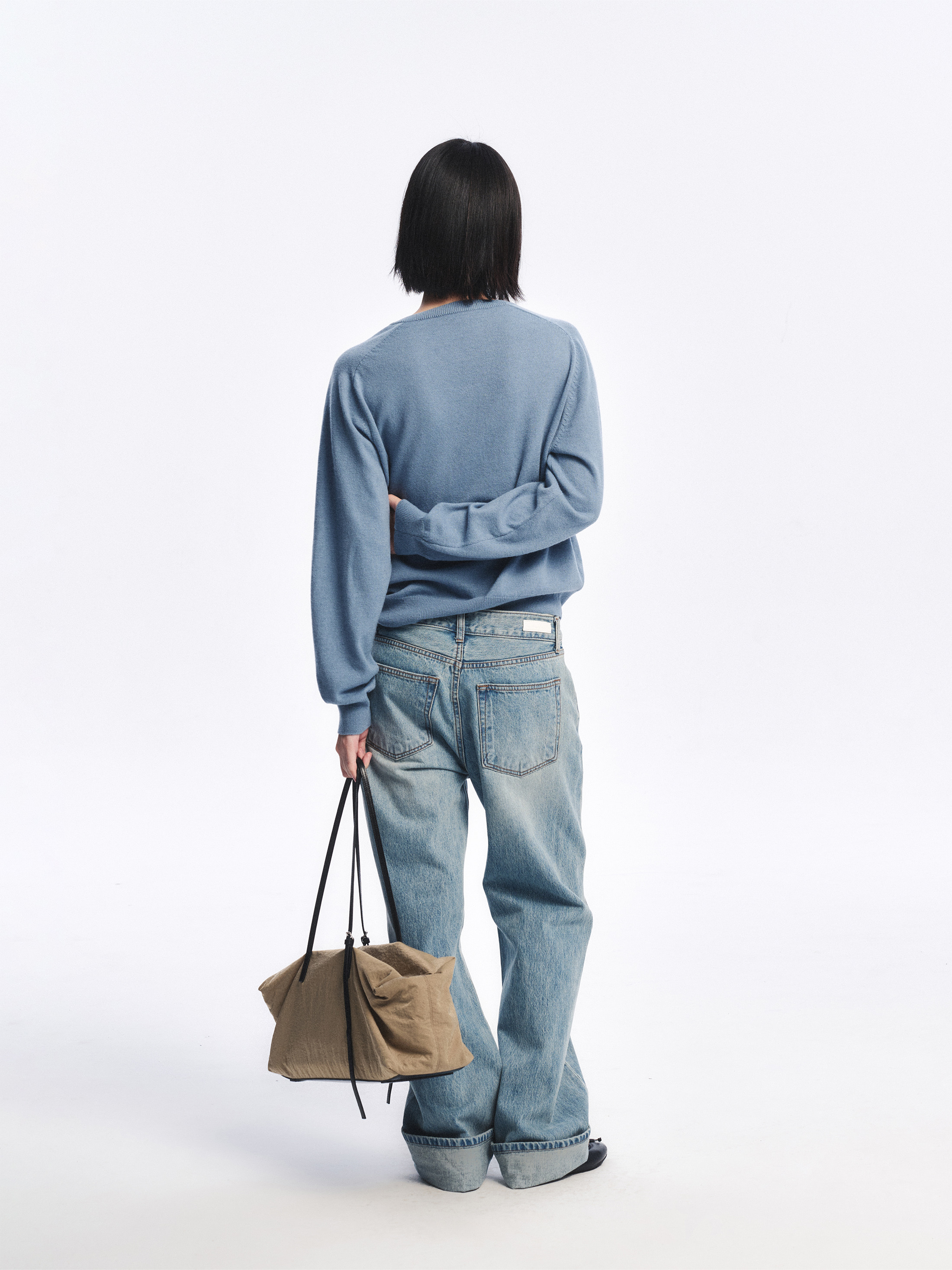 Wool Blend Line Sweater_Dusty Blue 사진 3/4
