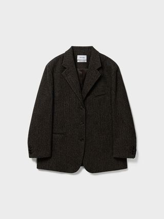Oversized Wool Tailored Jacket_Brown