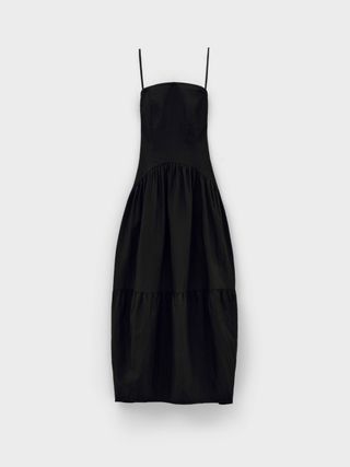 Back String Gather Dress_Black