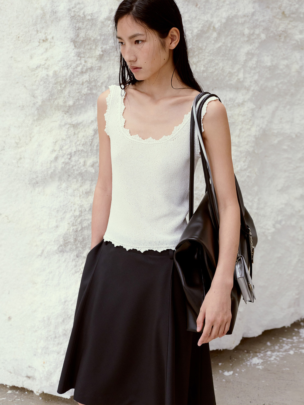 Flared Midi Skirt_Charcoal