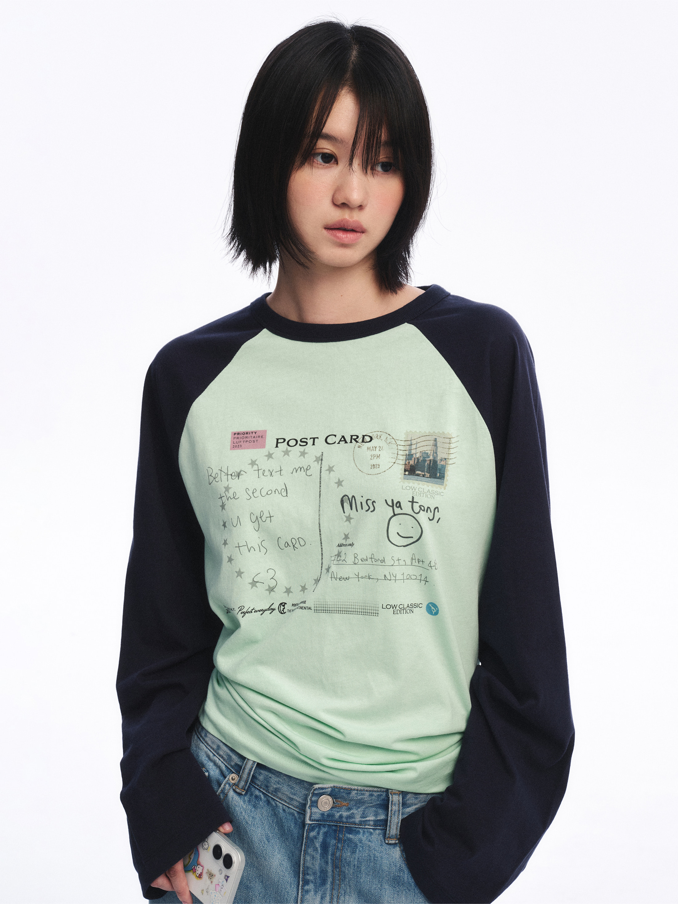 [10/12 예약배송] Postcard Raglan Tee_Mint 사진 3/4