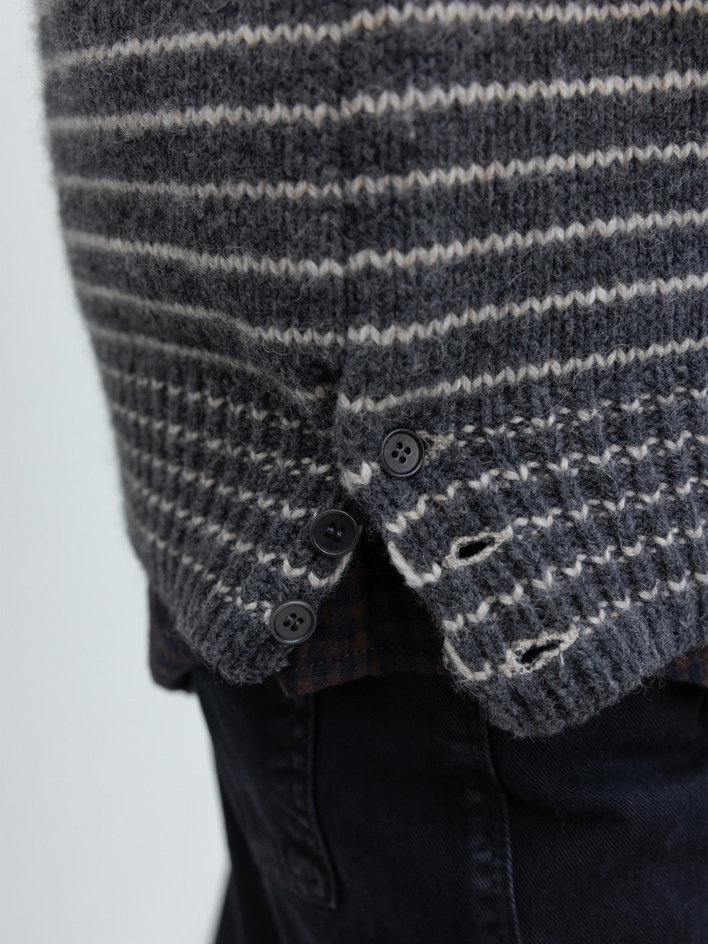 Alpaca Blend Stripe Pullover_Charcoal