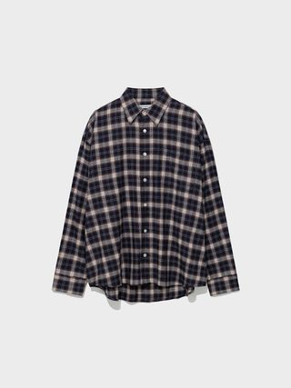 Oversized Lc Flannel Checked Shirt_Navy
