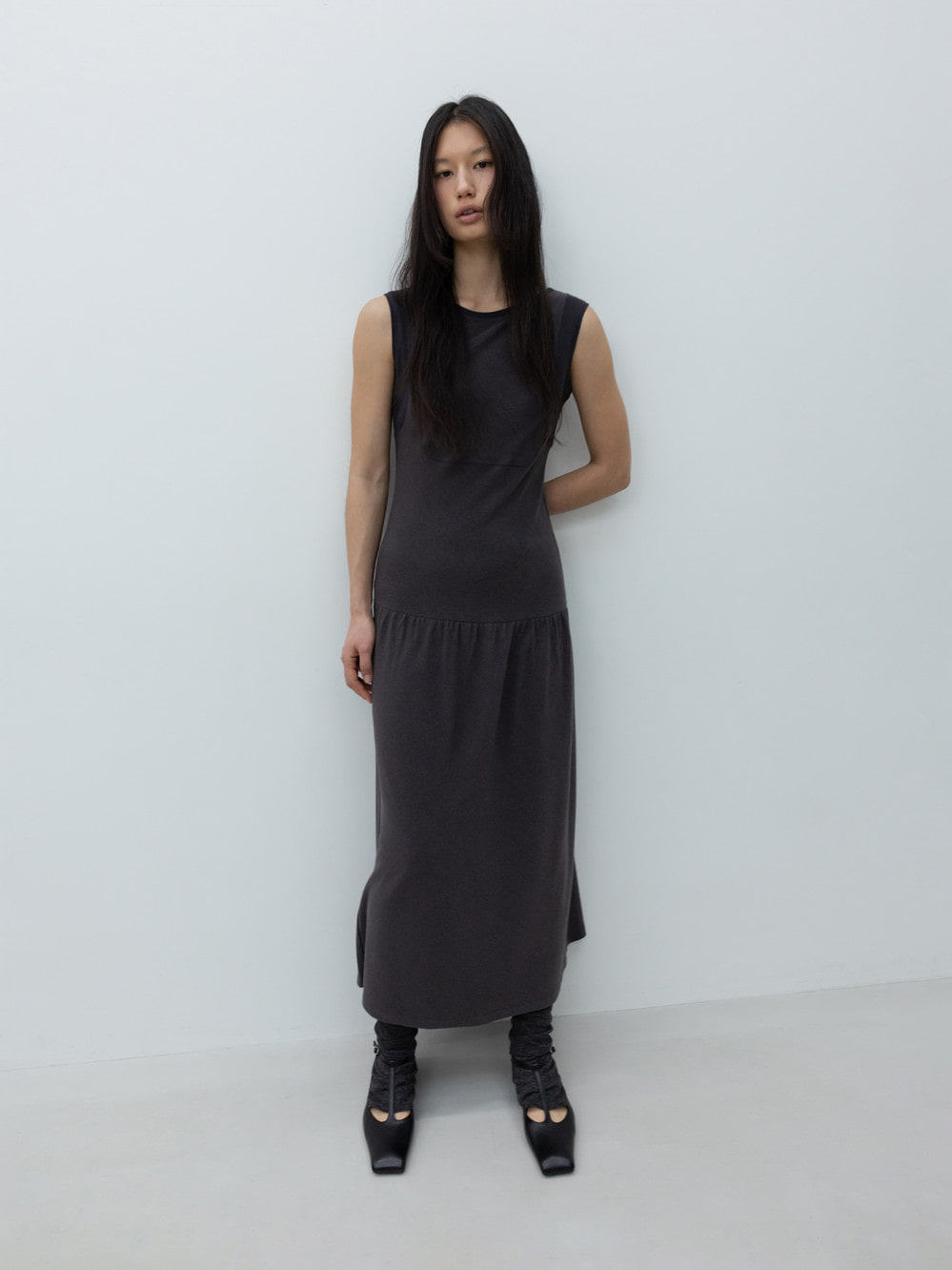 Sleeveless Jersey Dress_Charcoal