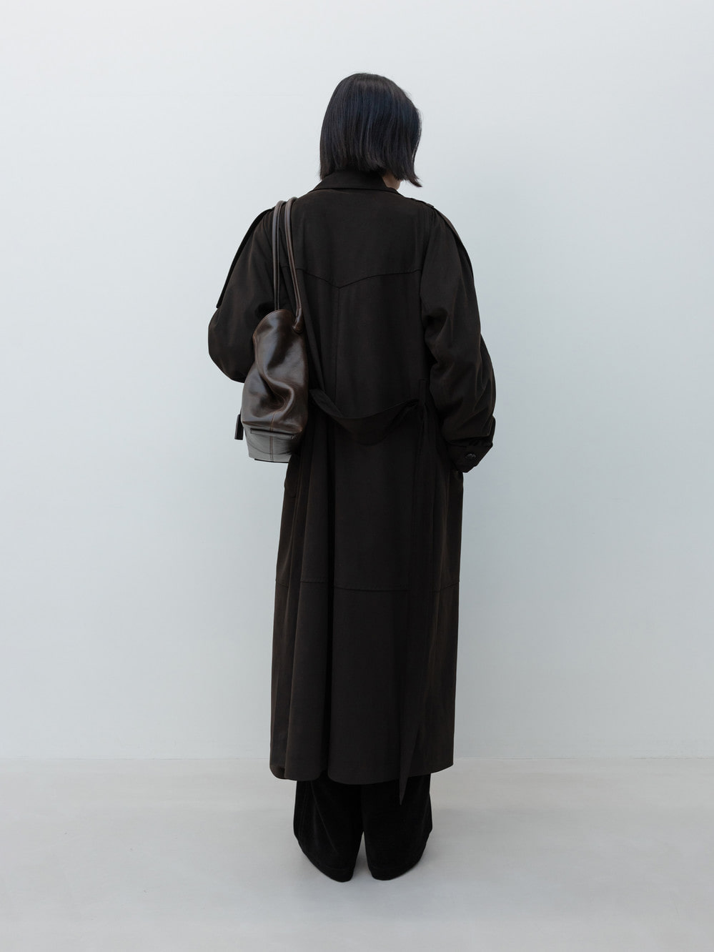 Artificial Suede Trench Coat_Dark Brown 사진 2/4