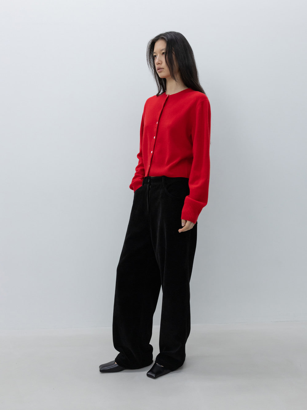 Crop Wool Cardigan_Red
