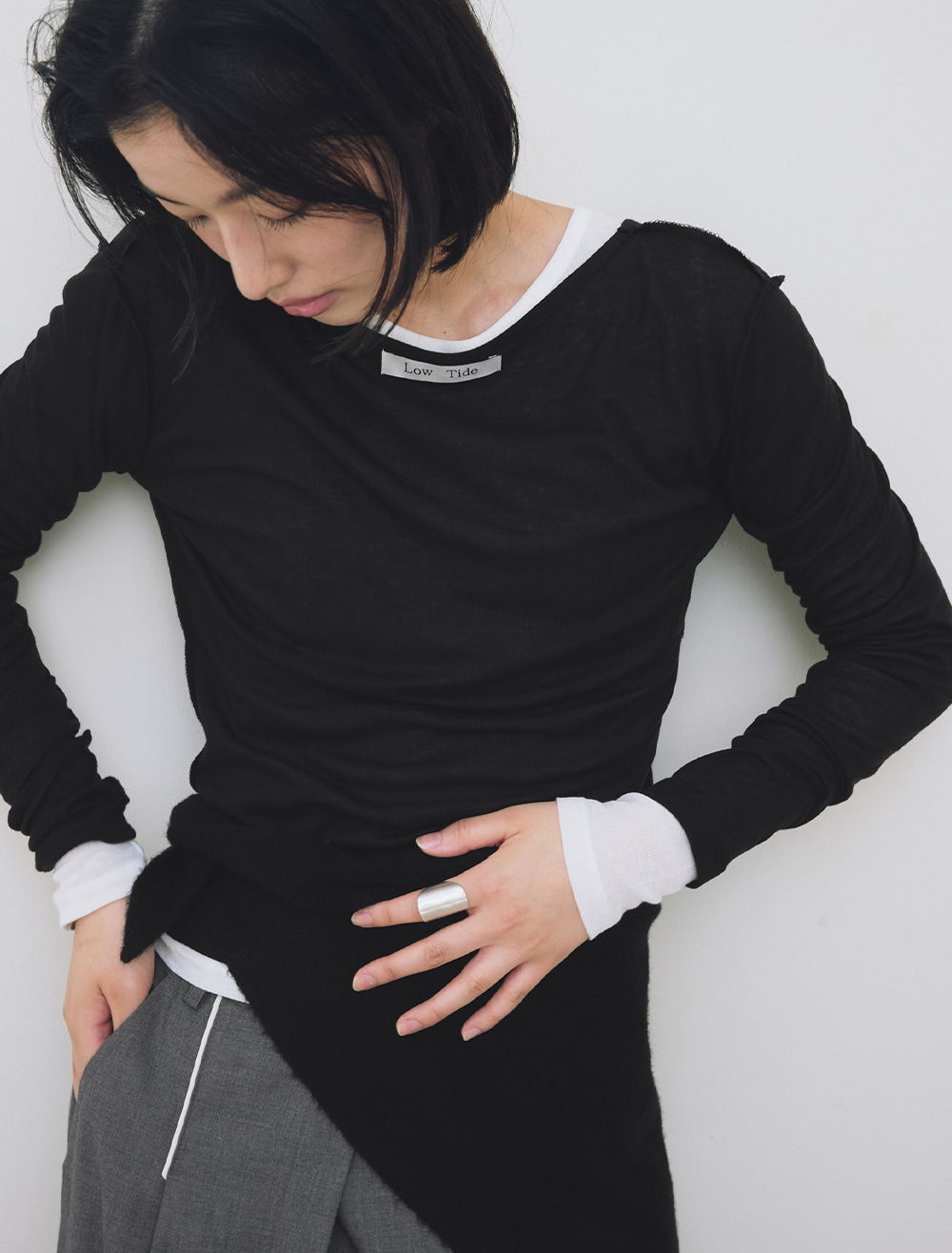 [1st REORDER] LONG SLEEVE T-SHIRT [BLACK] - Low Tide