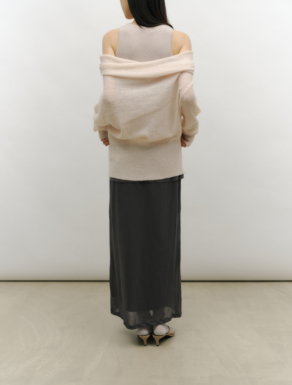 RELAXED OFF-SHOULDER KNIT [SALMON] - Low Tide