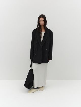 [1st REORDER] DOUBLE BREASTED WOOL BLAZER [BLACK] - Low Tide