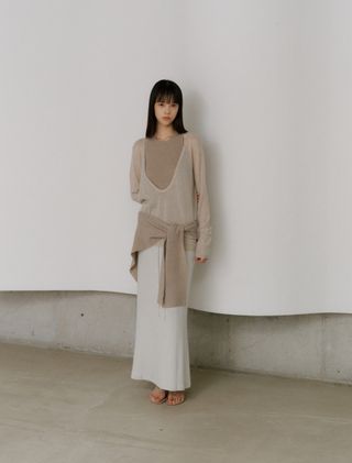 DEEP V-NECK ALPACA KNIT [GREY] - Low Tide