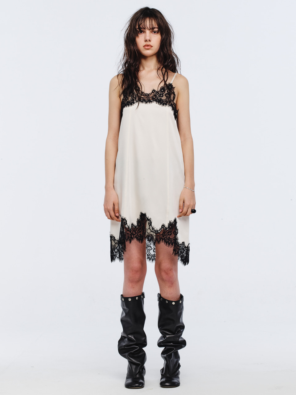 SATIN LACE DRESS_ivory 사진 1/4