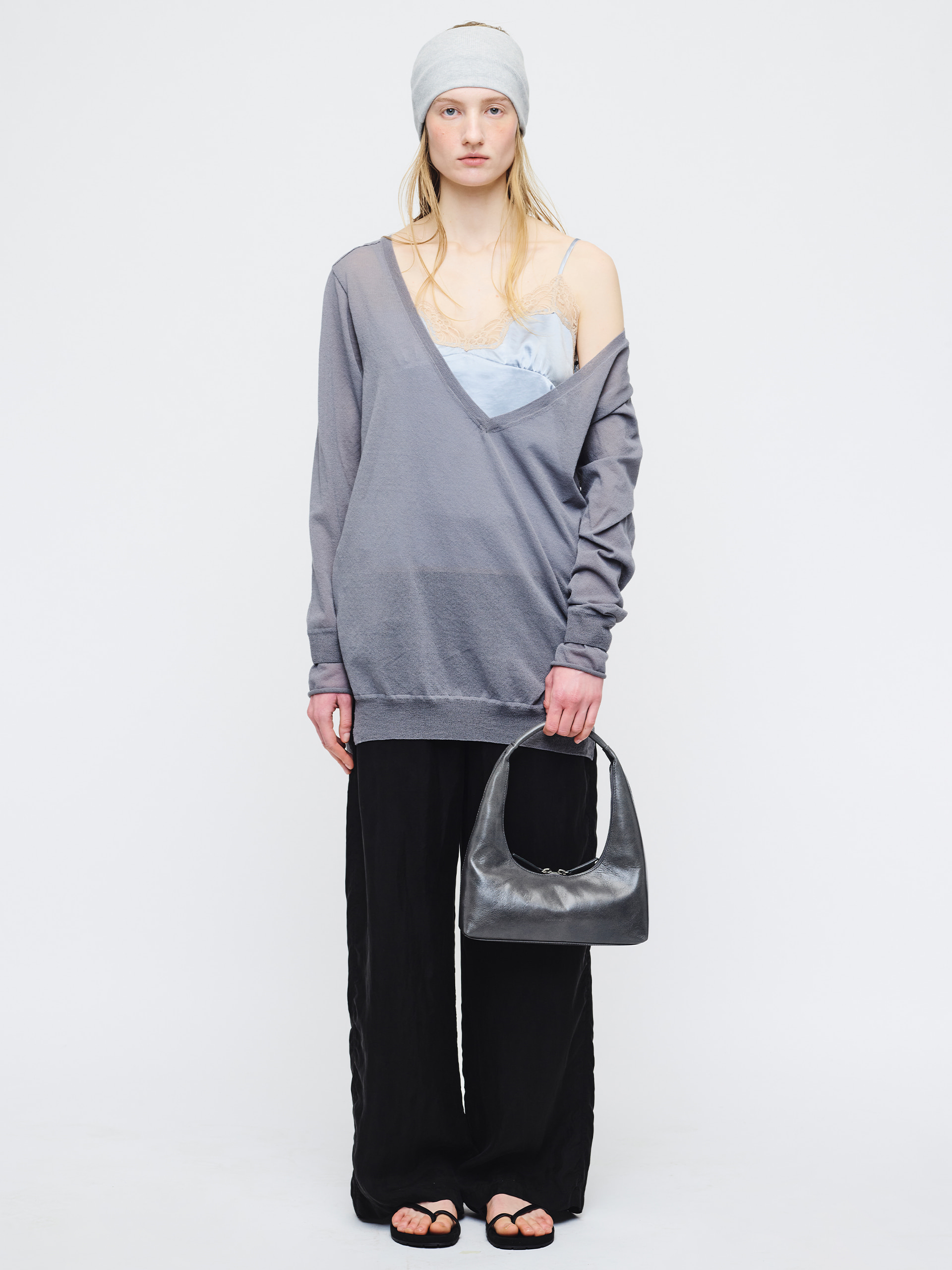 HOBO SHOULDER_grey semi veg