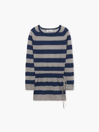 METALLIC STRIPE KNIT DRESS_navy
