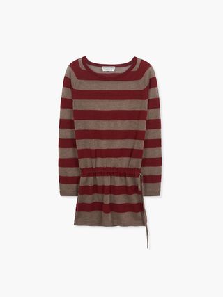 METALLIC STRIPE KNIT DRESS_burgundy