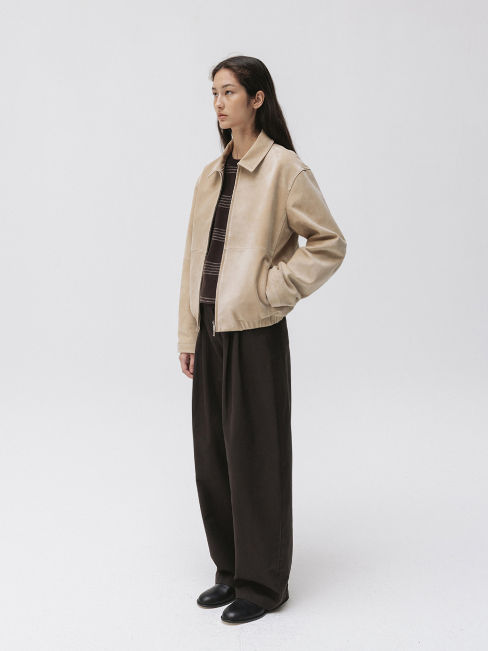 harrington jacket (beige suede) 사진 2/4