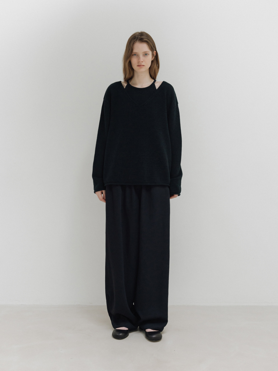 paper v knit (navy)