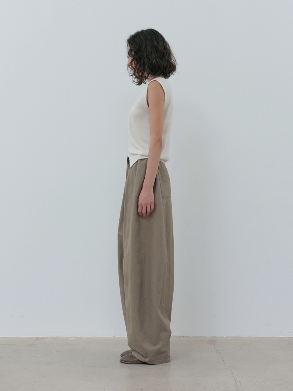 wide round pants (mud khaki) 사진 2/4