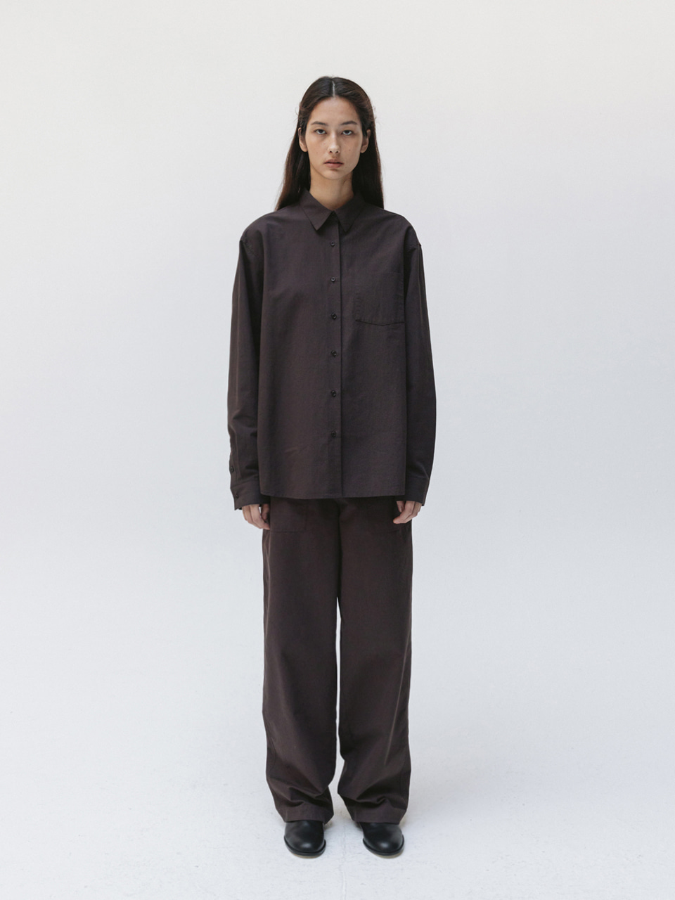 washed plain shirt (french roast)