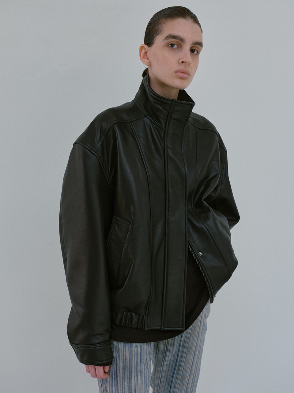 leather jumper (black) 사진