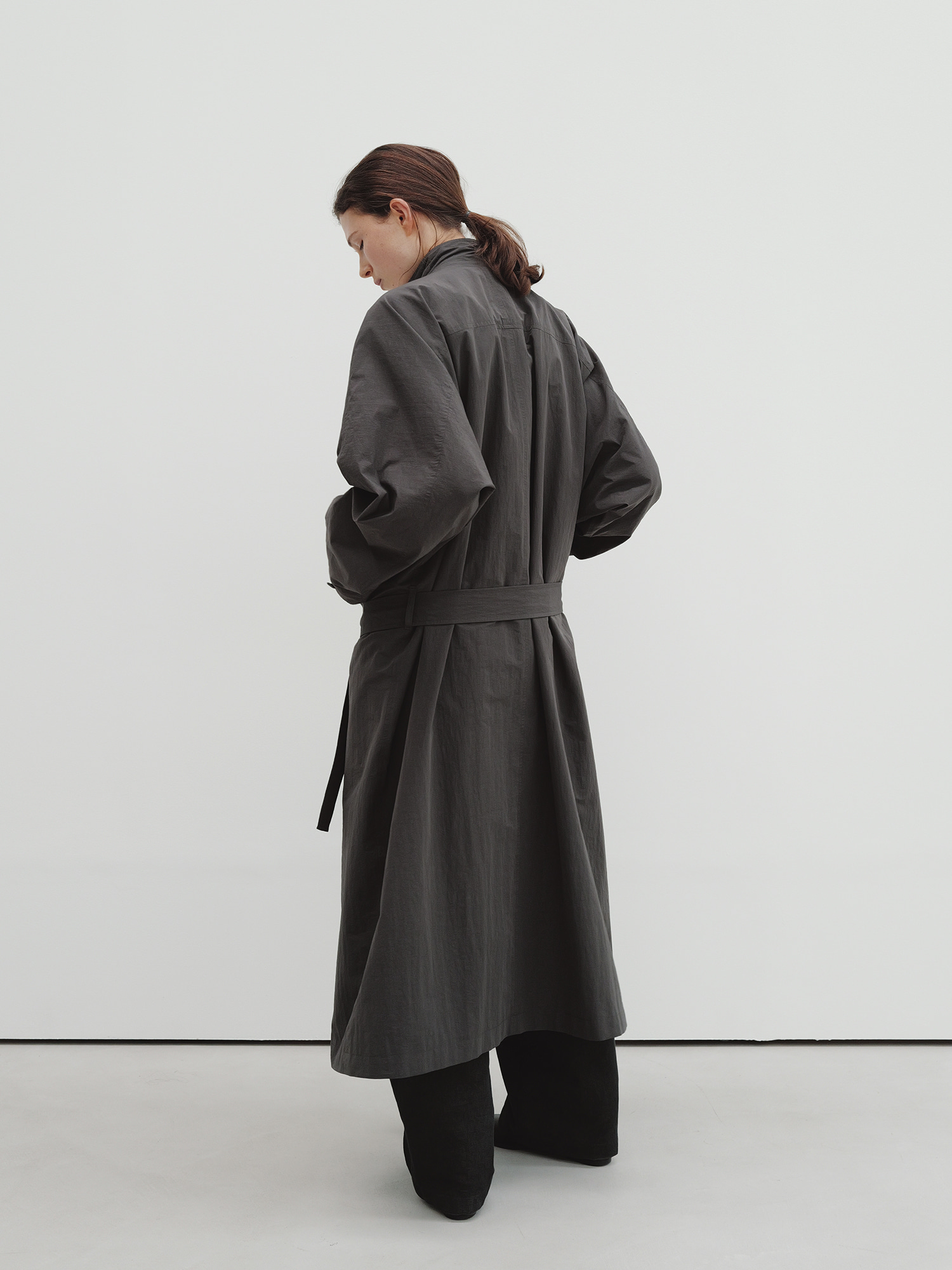 draped trench coat (charcoal brown) 사진 3/4