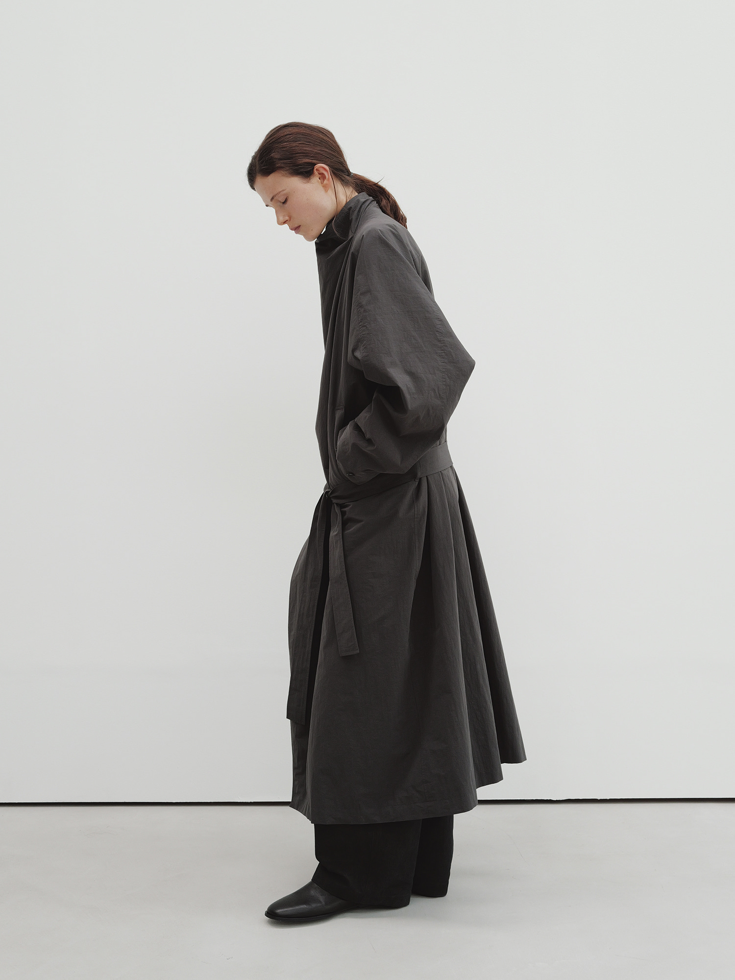 draped trench coat (charcoal brown) 사진 2/4