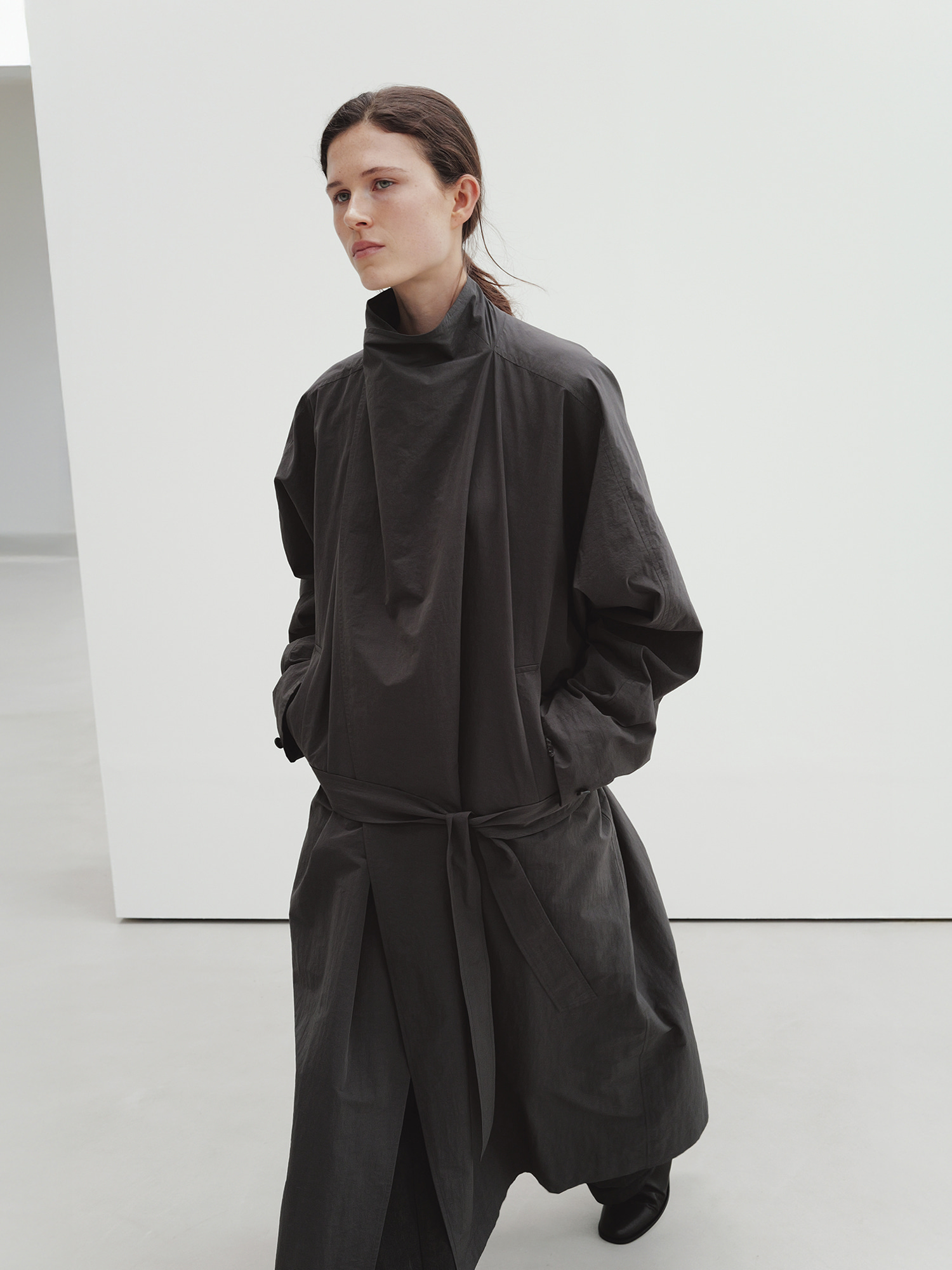 draped trench coat (charcoal brown) 사진 4/4