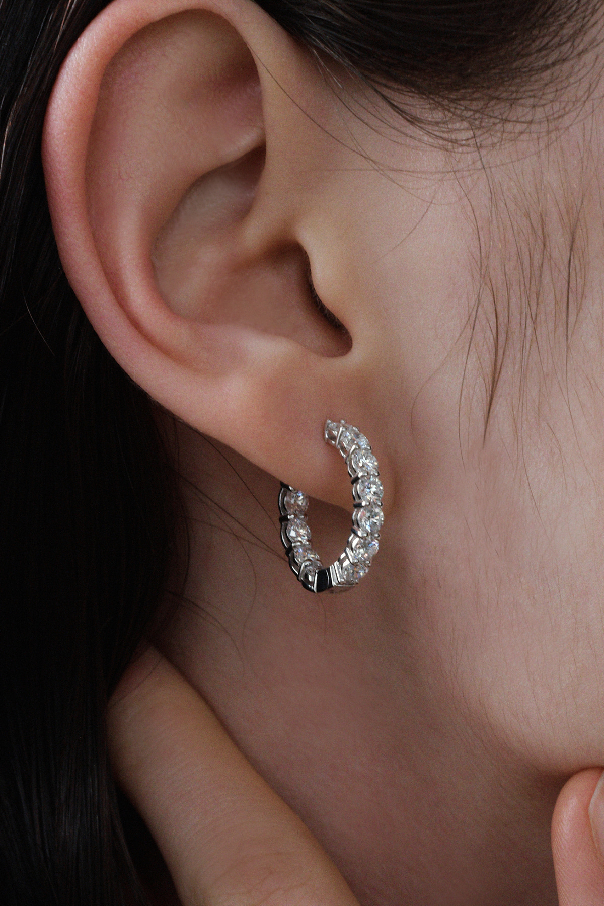 Lab Diamond Hoop Earring 2.5mm 사진 1/4