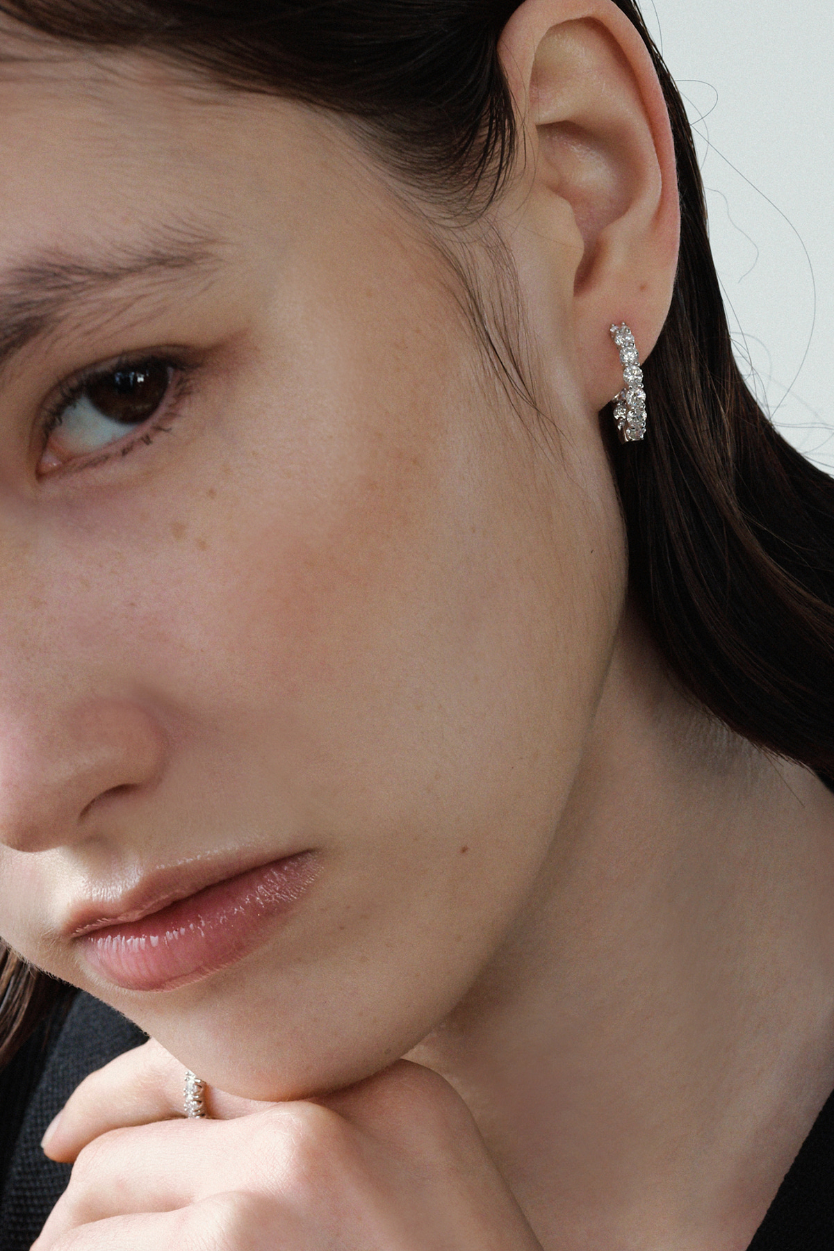 Lab Diamond Hoop Earring 2.5mm 사진 2/4