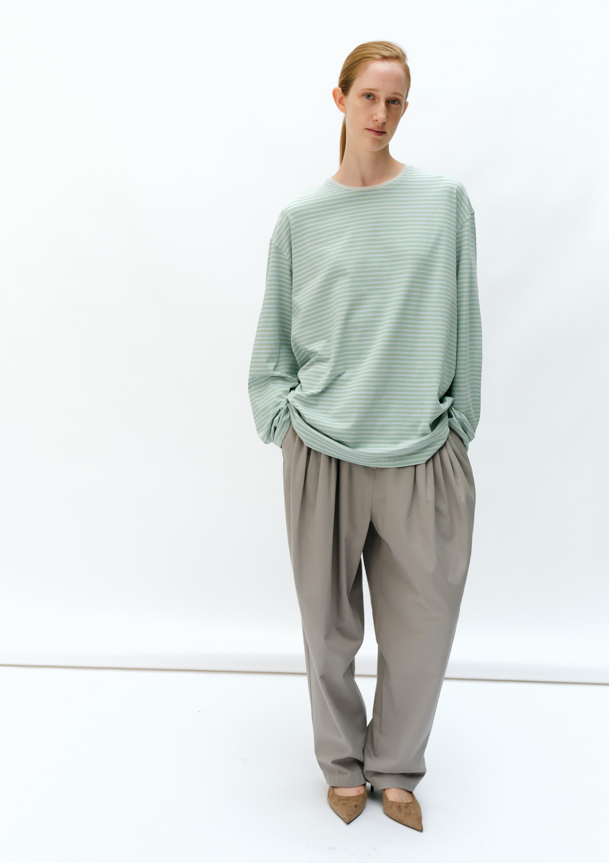 Eliot R-Neck T-shirt in Yellow Stripe 사진 1/4