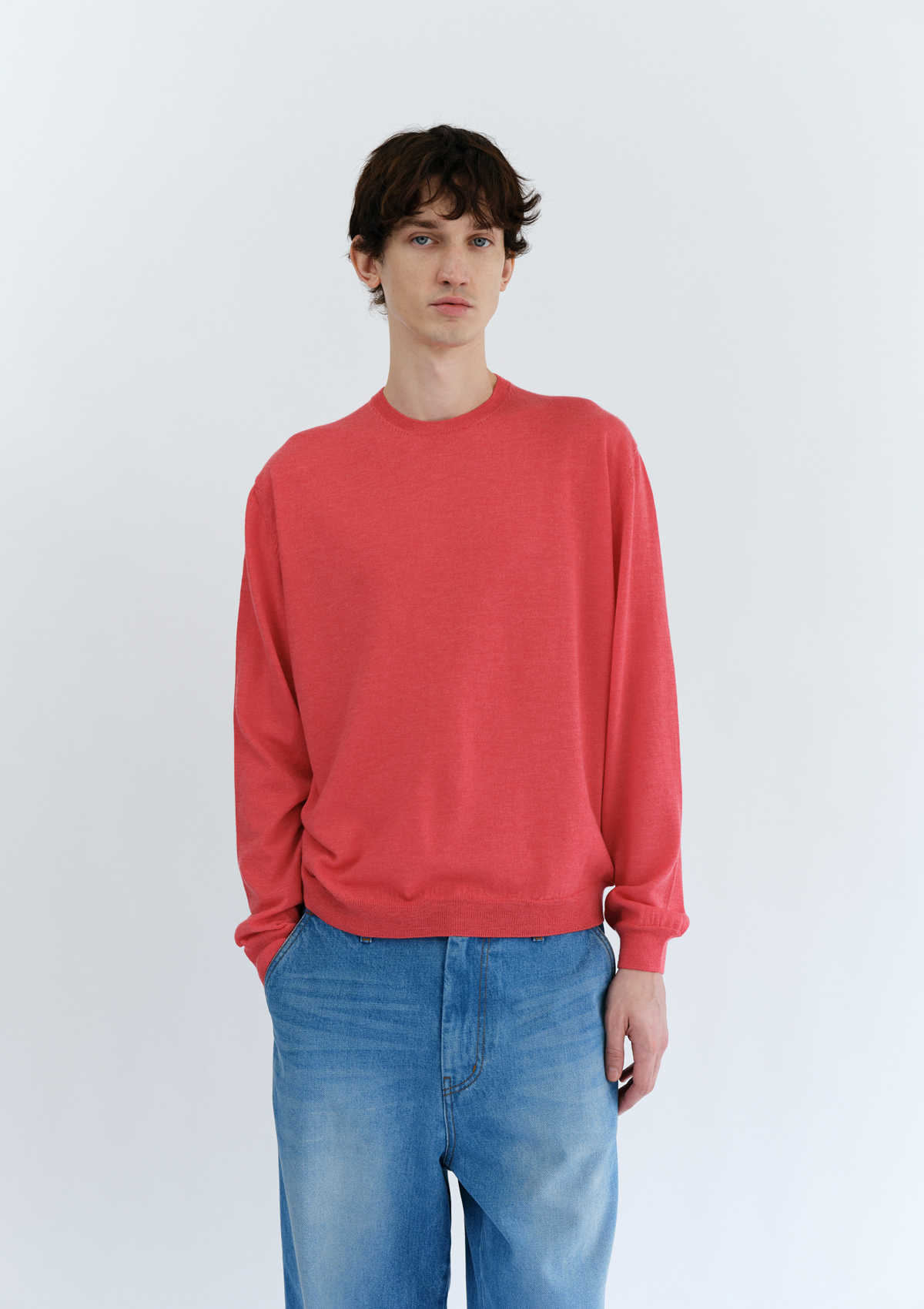 Merino Classic R-Neck Knit in Coral 사진 4/4