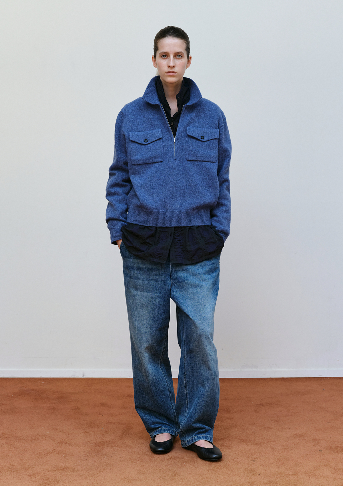 Pocket Collar Knit in Blue 사진 1/4