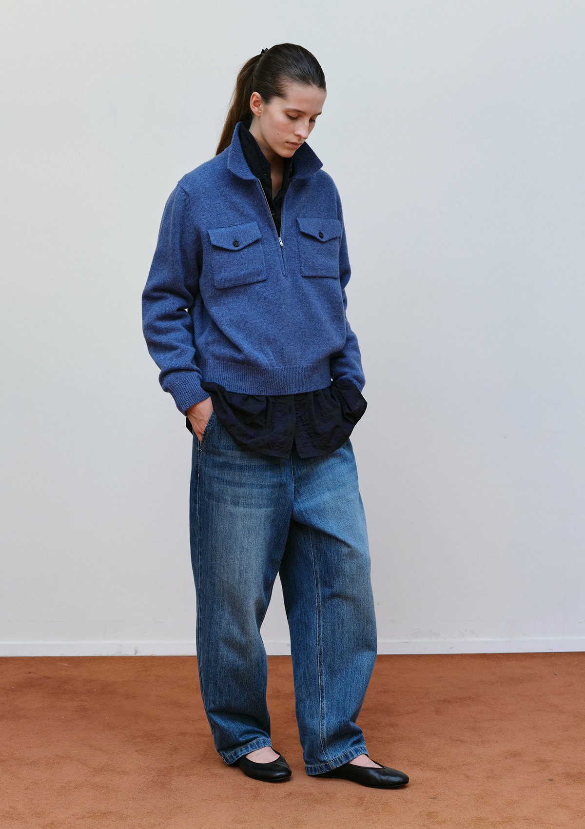 Pocket Collar Knit in Blue 사진 2/4