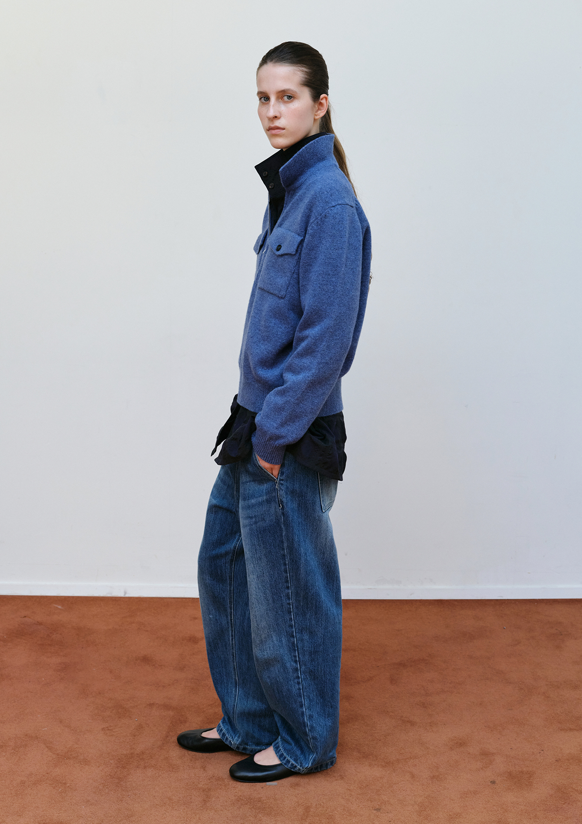 Pocket Collar Knit in Blue 사진 3/4