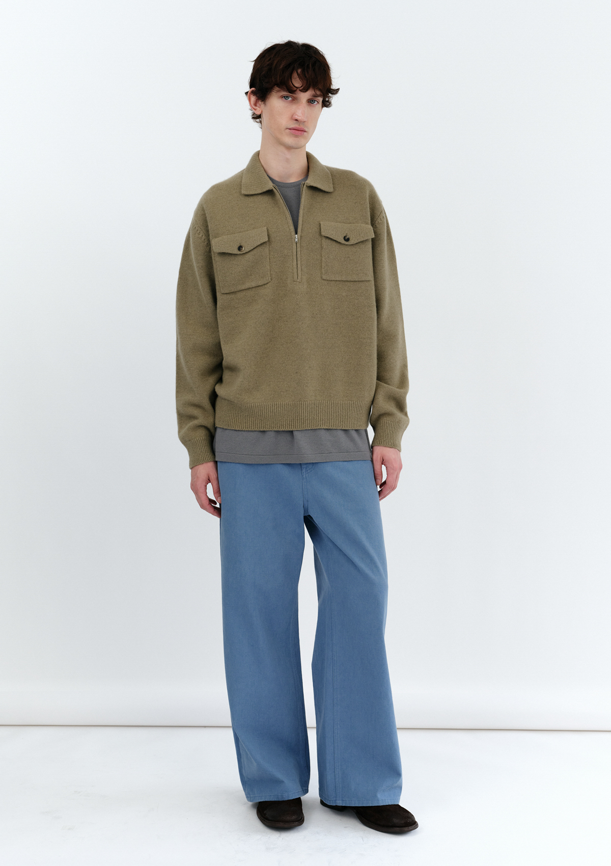 Pocket Collar Knit in Khaki 사진 4/4