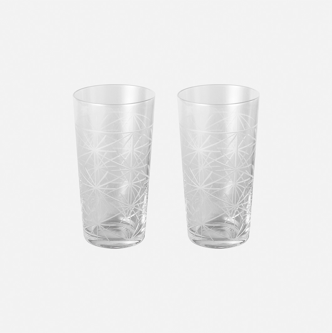 [나카가와상점] 삼잎무늬 유리 컵 세트 톨 (245ml) - 오동나무 상자 사진 3/4