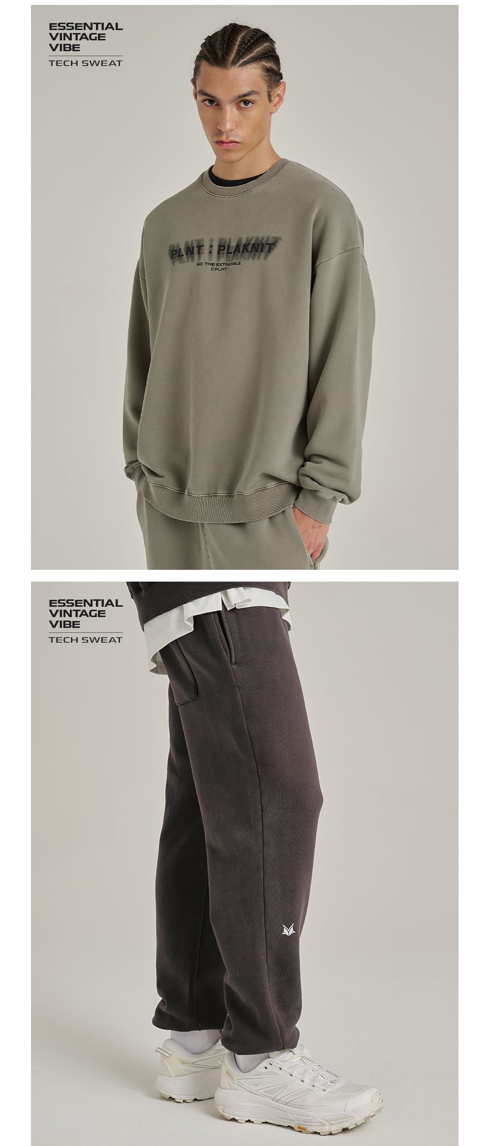 [SET] TECH SWEAT 피그먼트 프론트 그래픽 맨투맨 + 피그먼트 소프트 빈티지 조거팬츠 사진 2/4