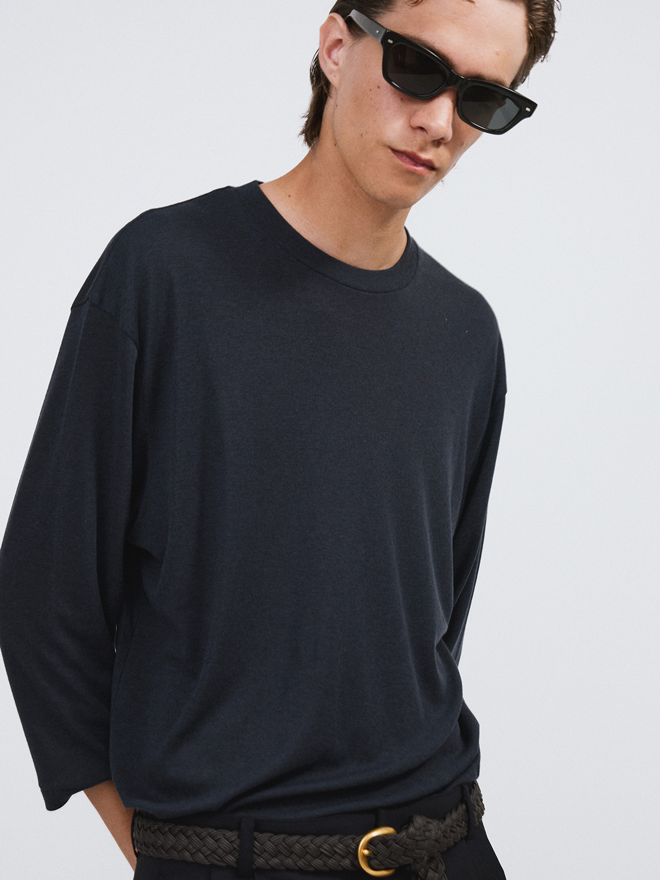 WOOL BLEND LOOSE TOP (INDIGO NAVY) 사진 3/4