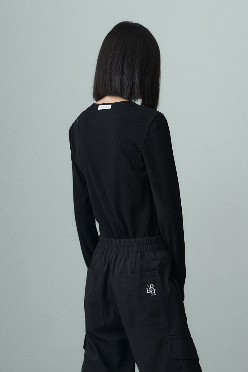 WIDE POCKET CARGO PANTS BLACK 사진 3/4