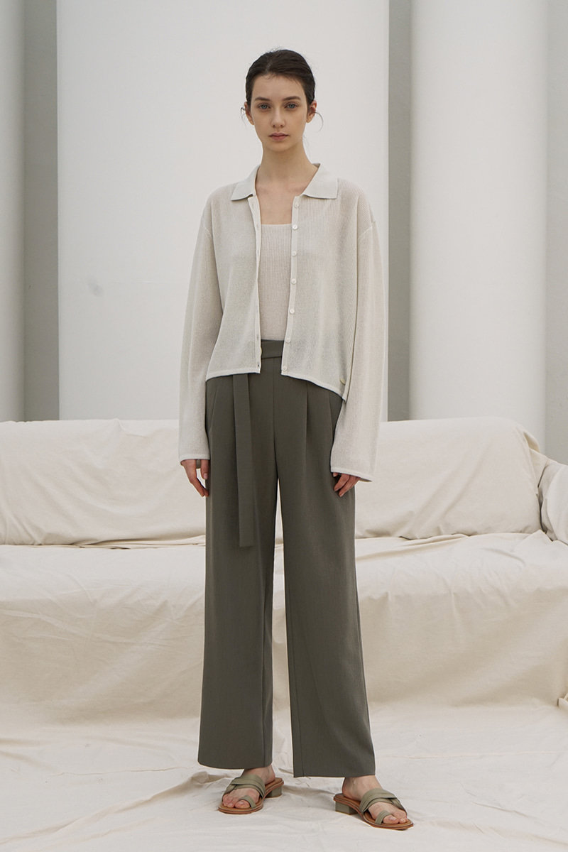 STRAIGHT WIDE LEG SLACKS TROUSERS KH 사진 1/4