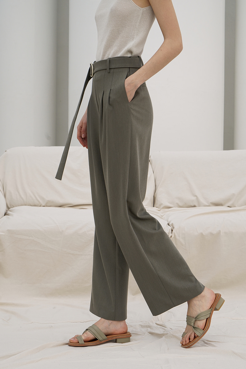 STRAIGHT WIDE LEG SLACKS TROUSERS KH 사진 2/4