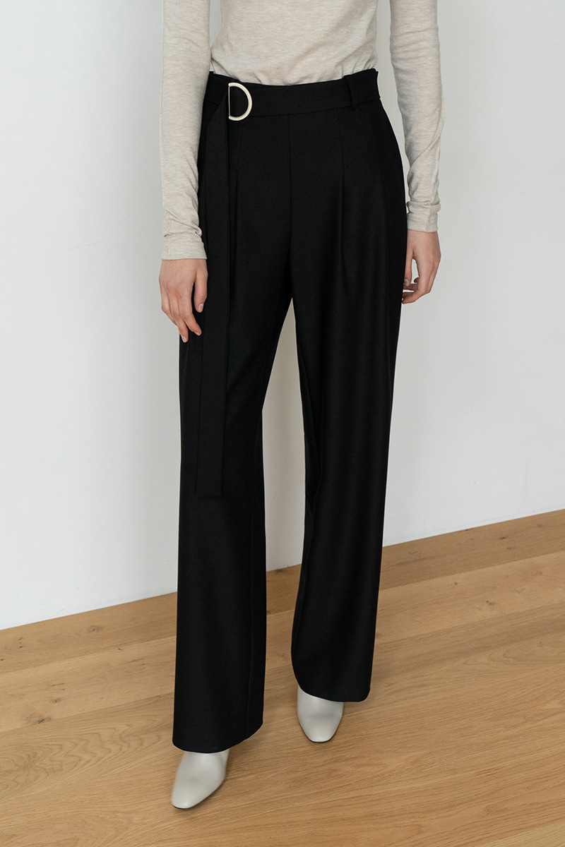 STRAIGHT WIDE LEG SLACKS TROUSERS BK