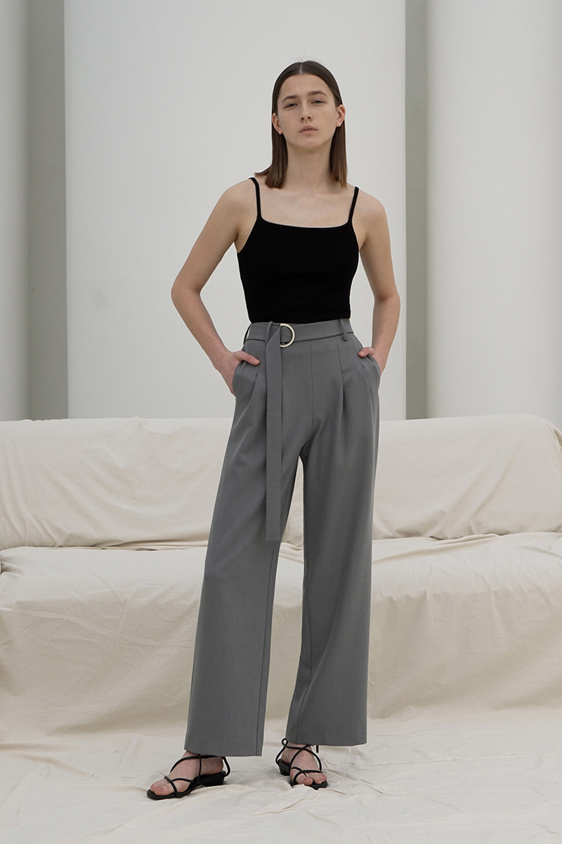 STRAIGHT WIDE LEG SLACKS TROUSERS GY