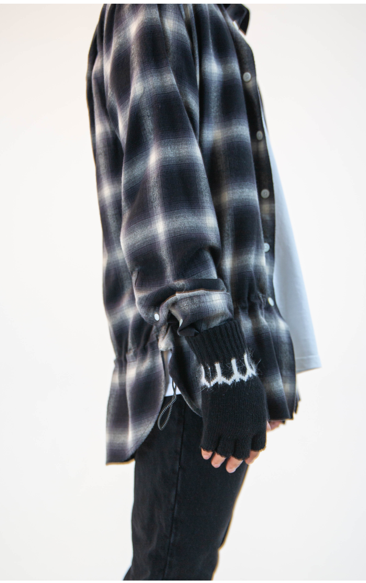 Asymmetric ombre shirts #6 [black]