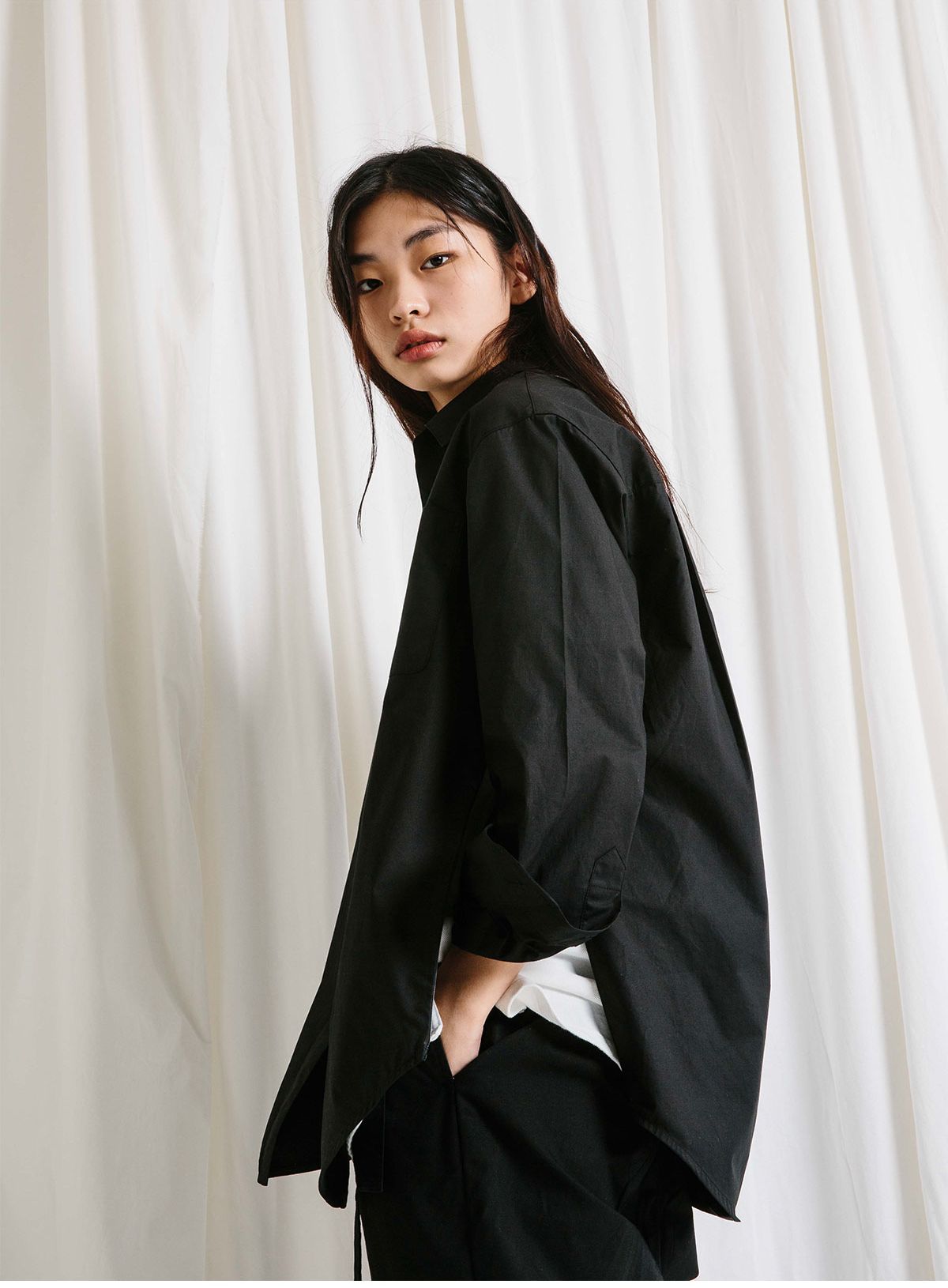 Asymmetric S-vent shirts #1 [black] 사진 2/4