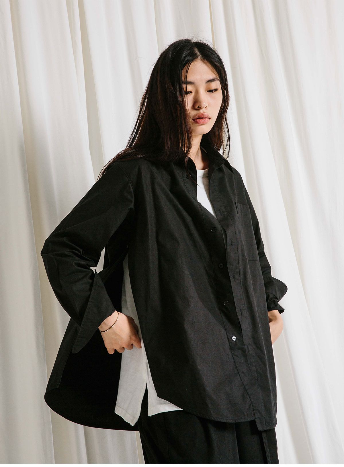 Asymmetric S-vent shirts #1 [black] 사진 3/4