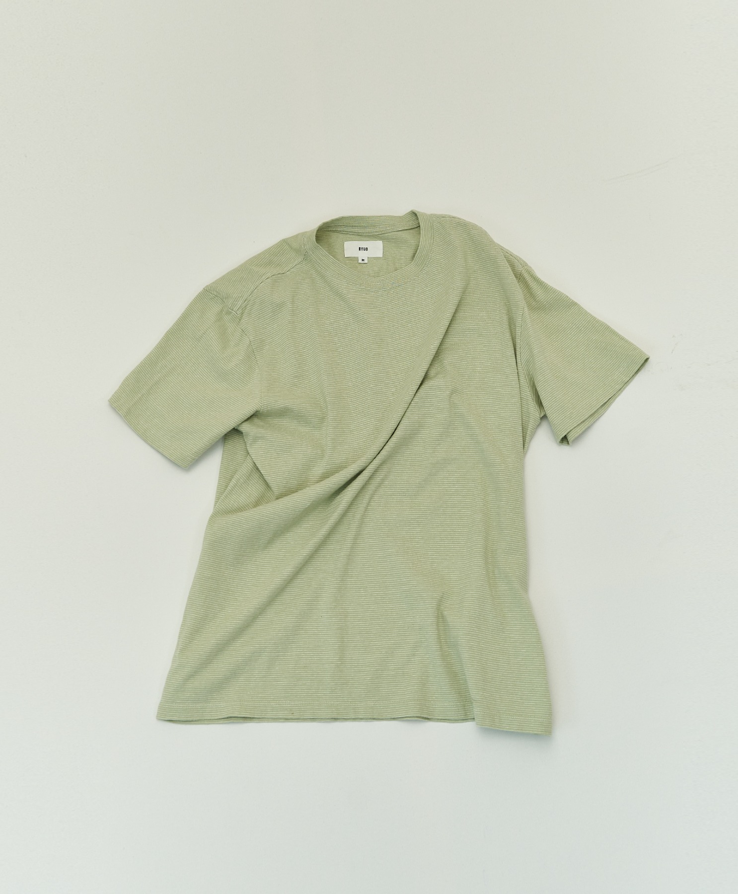 Cotton hemp stripe t-shirts [Sage]