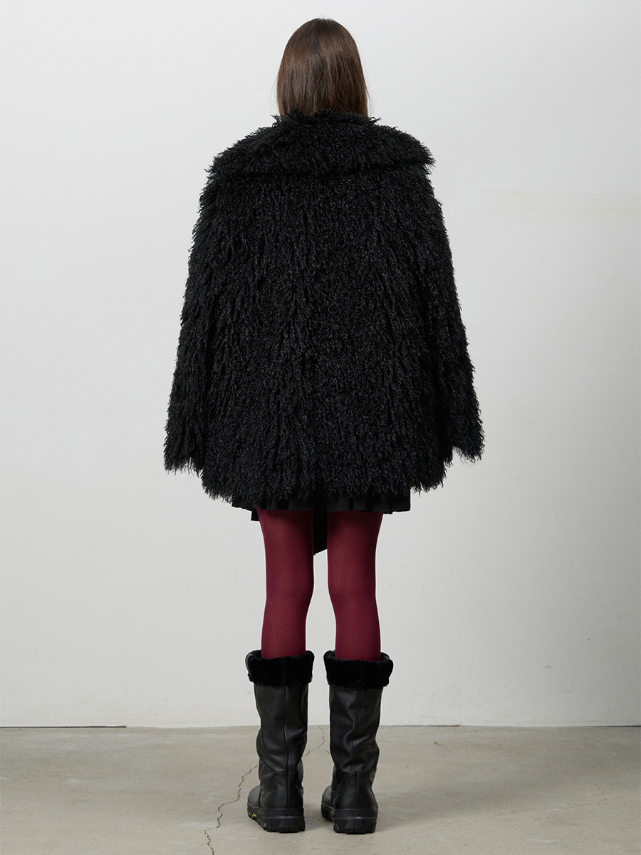 FUR CUFF RIDING BOOTS BLACK