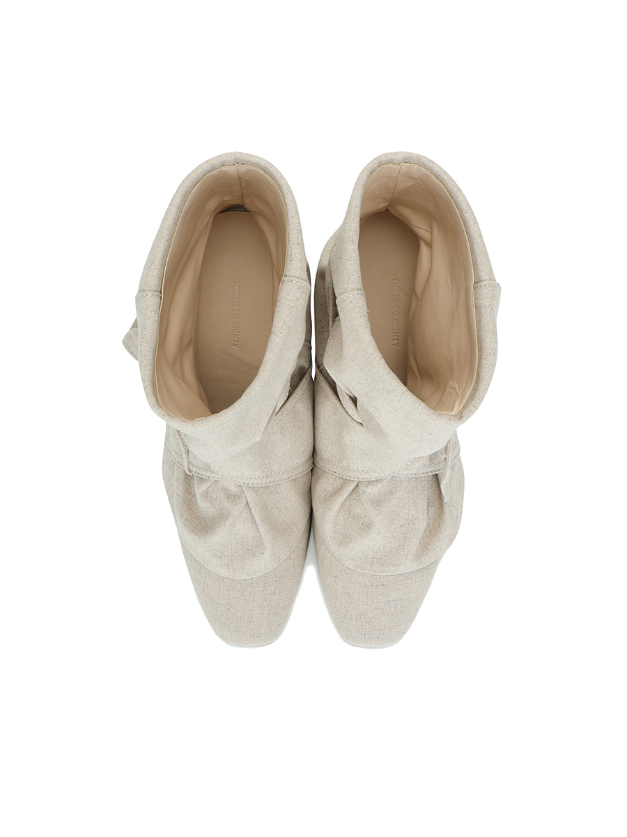 TIED-UP LINEN WRINKLE BOOTS