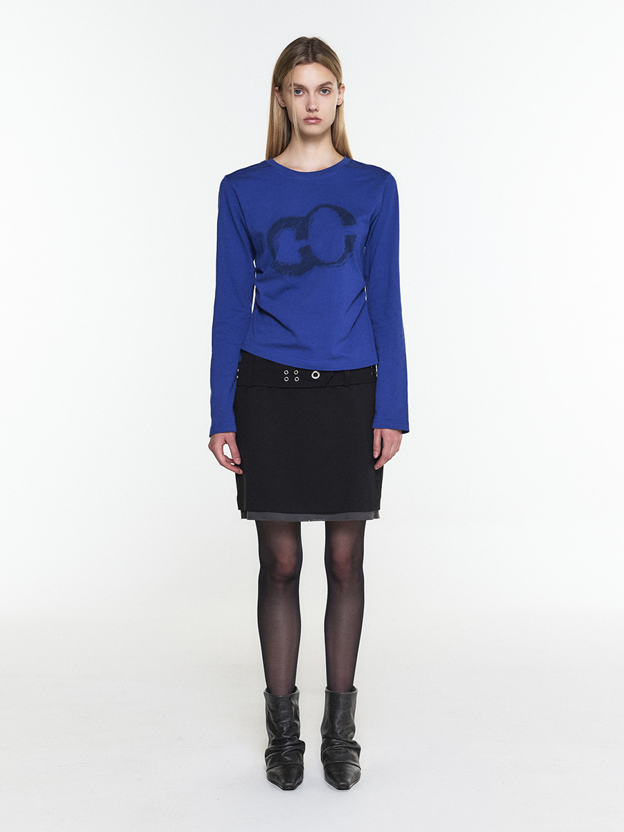 LOGO SHIRRING TEE BLUE 사진 2/4